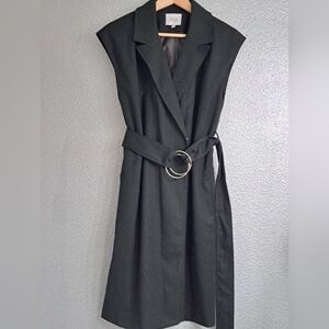 J.O.A. Sleeveless Forest Green Belted Dress/Vest